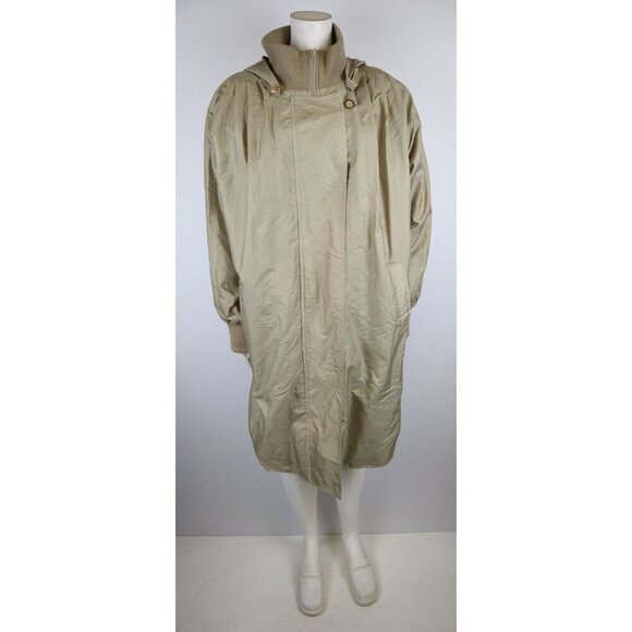 VINTAGE 80S 90S WOMEN'S BEIGE COAT - MONICA GRAY - REMOVABLE LINER & HOOD - S - Picture 2 of 13